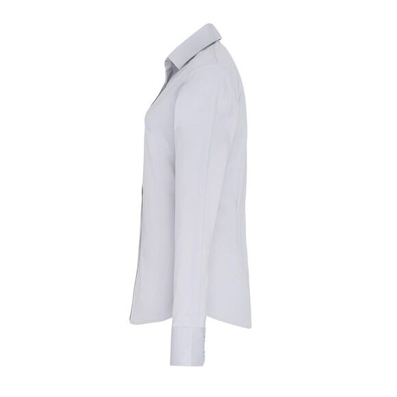Premier Womens/Ladies Stretch Fit Poplin Long Sleeve Blouse / Silver - Picture 3 of 4